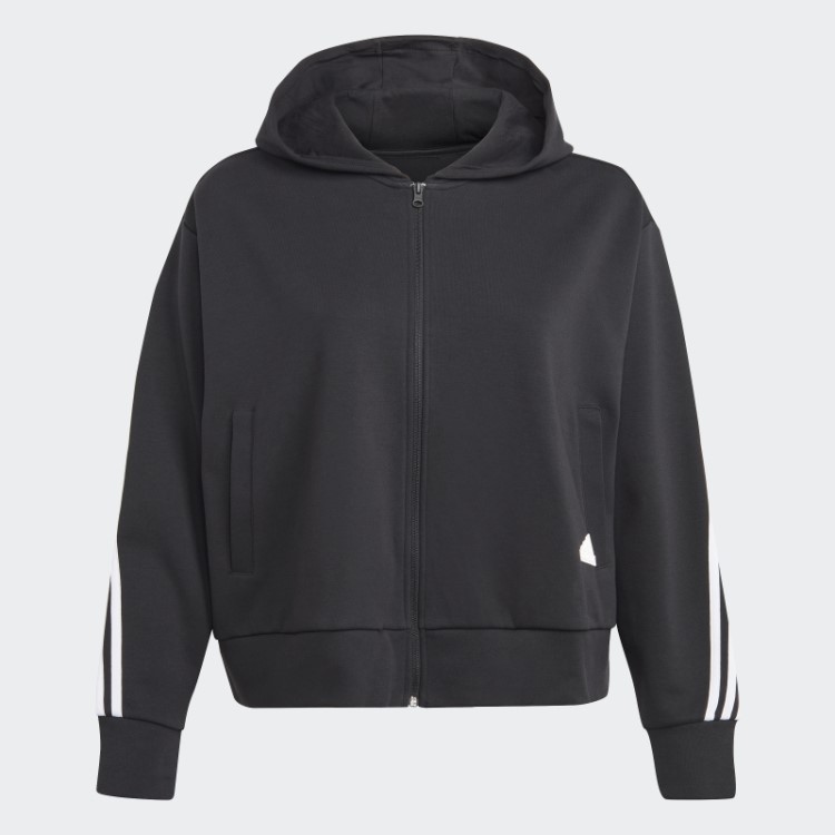 Adidas Future Icons Moletom Com Capuz E Zíper Nas Três Listras (tamanho Grande) Preto