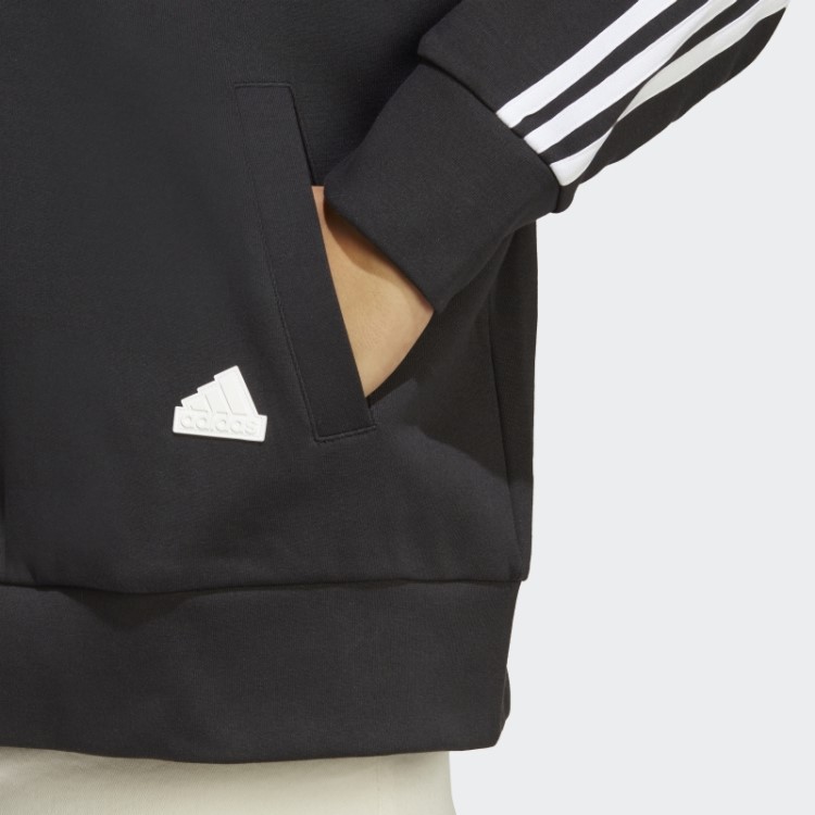 Adidas Future Icons Moletom Com Capuz E Zíper Nas Três Listras (tamanho Grande) Preto