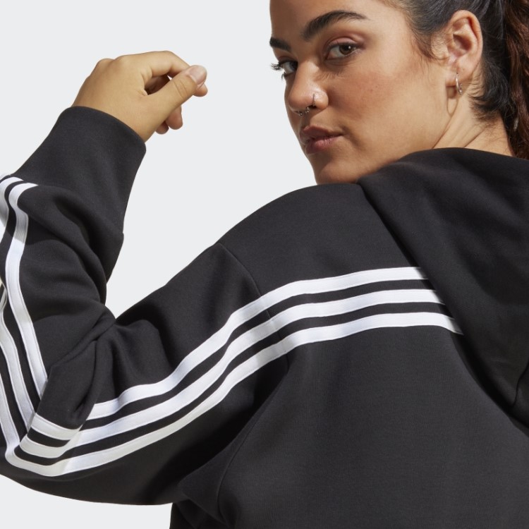 Moletom Com Capuz Preto Future Icons Com Três Listras E Zíper (tamanho Grande) Adidas