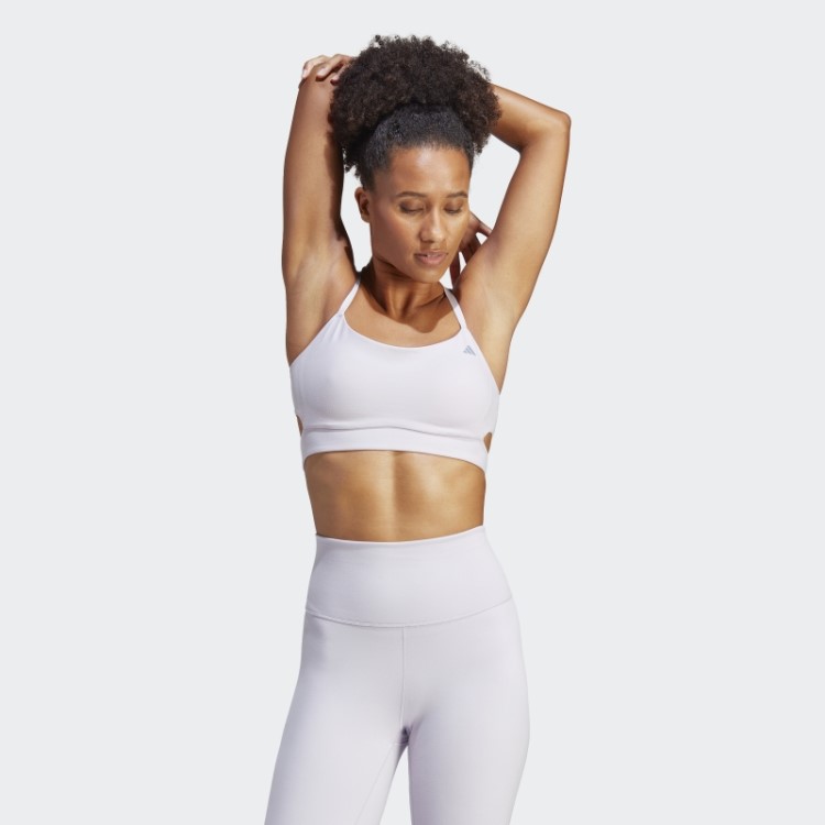 Sutiã Longline Para Estúdio De Ioga Com Suporte De Luz Adidas Silver Dawn