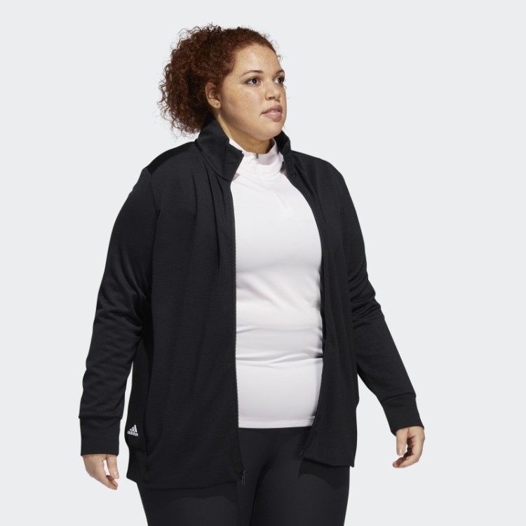Jaqueta Texturizada Com Zíper Completo (tamanho Grande) Adidas Preta