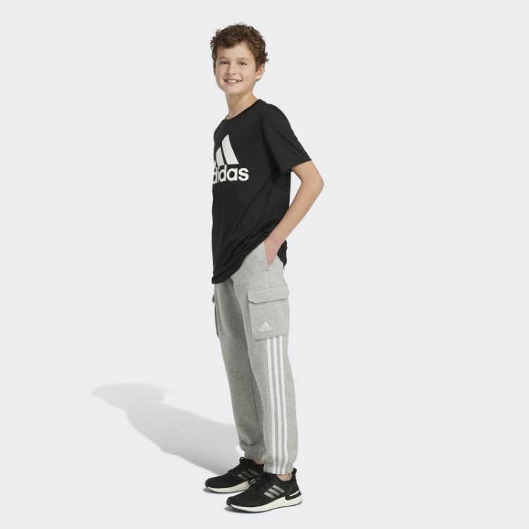Adidas Cargo Fleece 3 Listras Joggers Cinza Médio