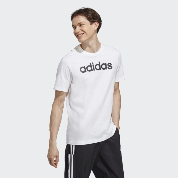 Essentials Camiseta Linear Com Logo Bordado Branco Adidas