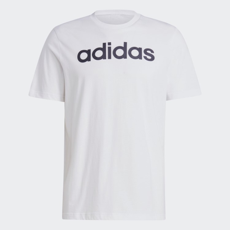 Essentials Camiseta Linear Com Logo Bordado Branco Adidas