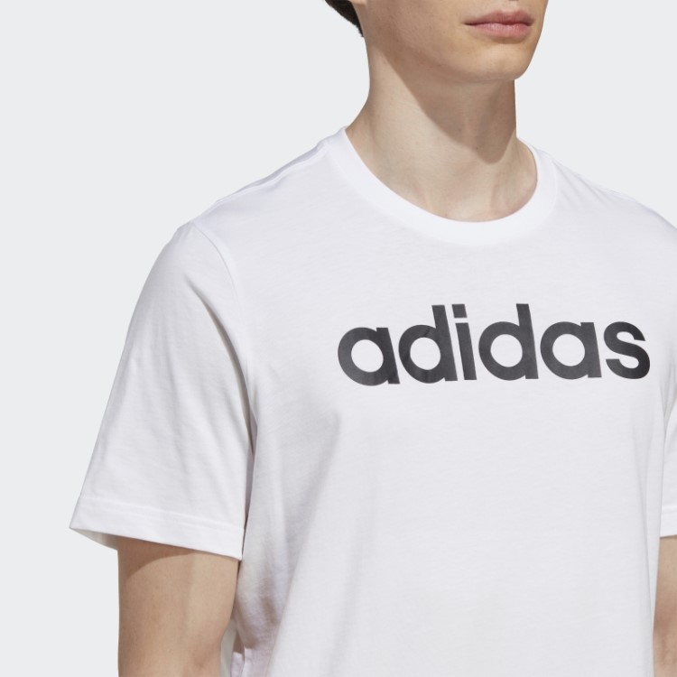 Essentials Camiseta Linear Com Logo Bordado Branco Adidas