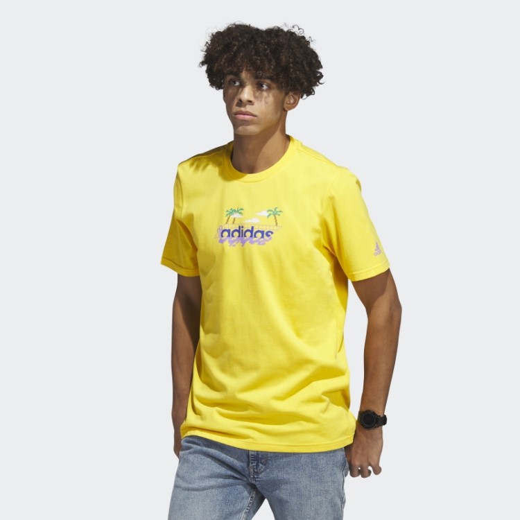 Camiseta Adidas Gold Linear Beach-bit Manga Curta Estampada
