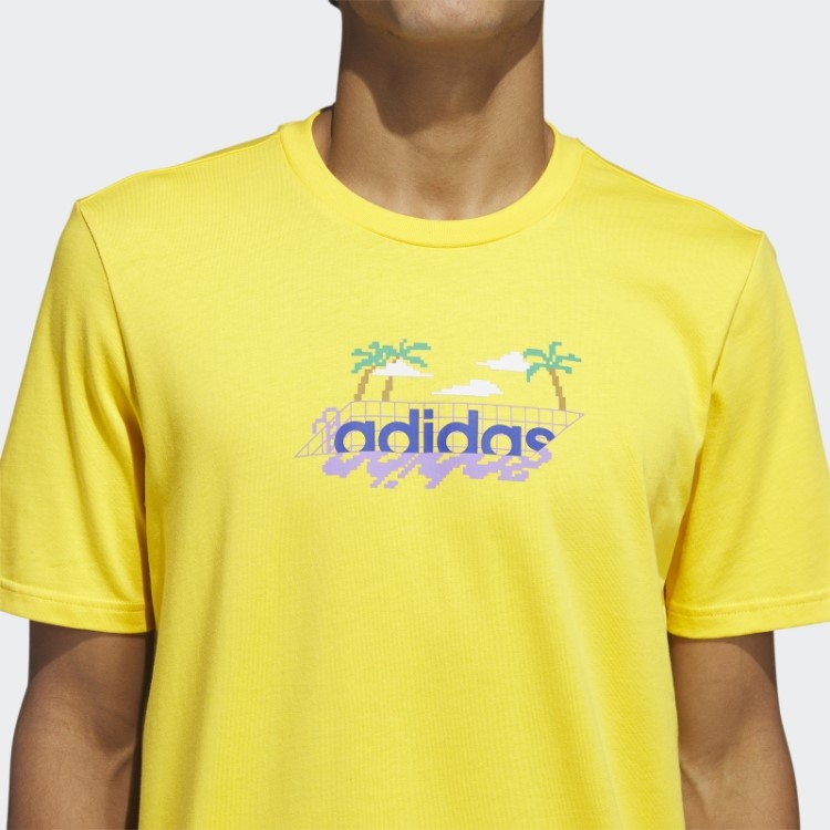 Camiseta Adidas Gold Linear Beach-bit Manga Curta Estampada