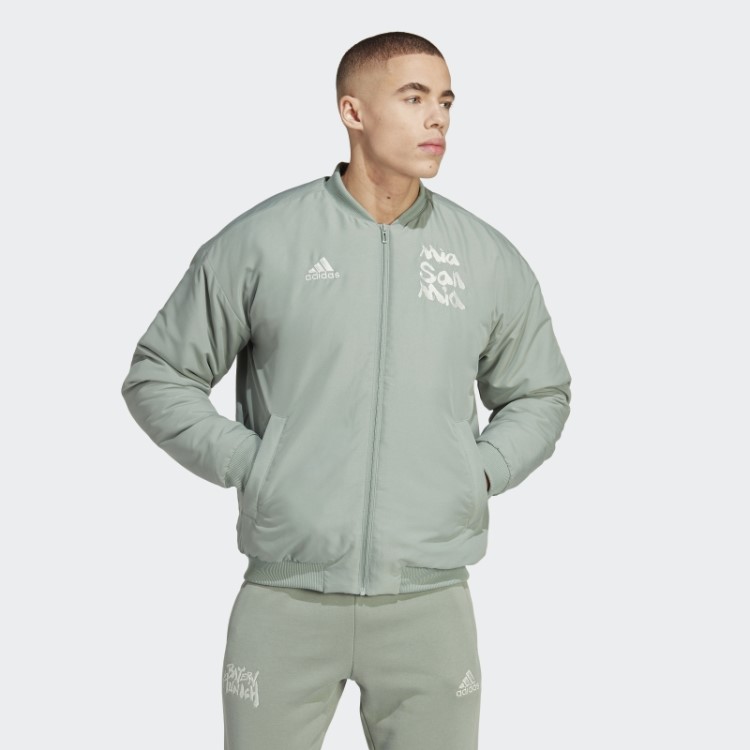 Jaqueta Acolchoada Verde Prata Adidas Fc Bayern Chinese Story