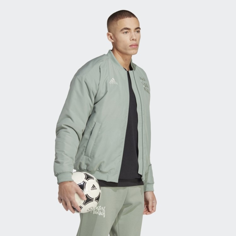 Jaqueta Acolchoada Verde Prata Adidas Fc Bayern Chinese Story
