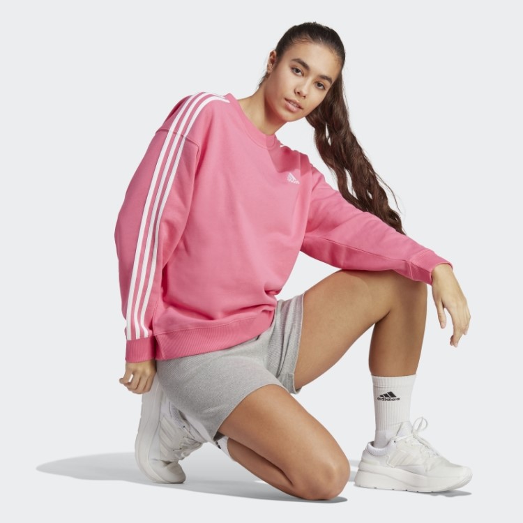 Moletom Adidas Essentials Com As Três Listras Magenta