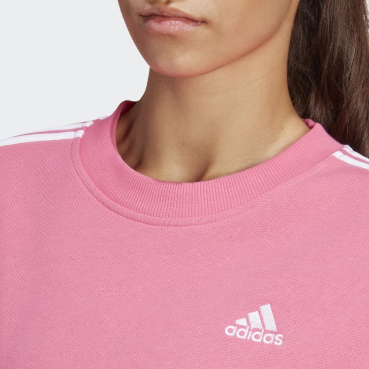 Moletom Adidas Essentials Com As Três Listras Magenta