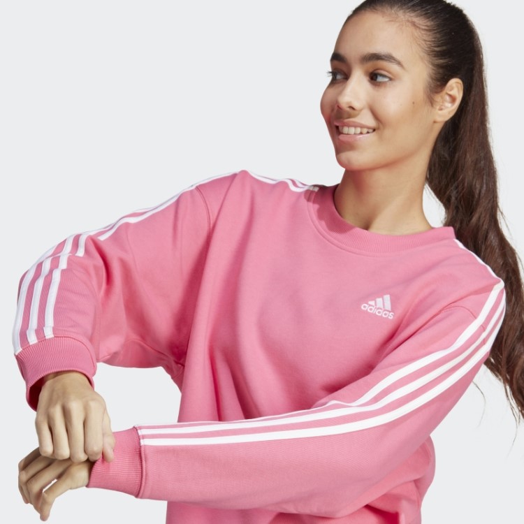 Moletom Adidas Essentials Com As Três Listras Magenta