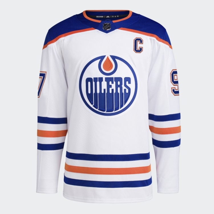 Adidas White Oilers Mcdavid Away Camisa Autêntica