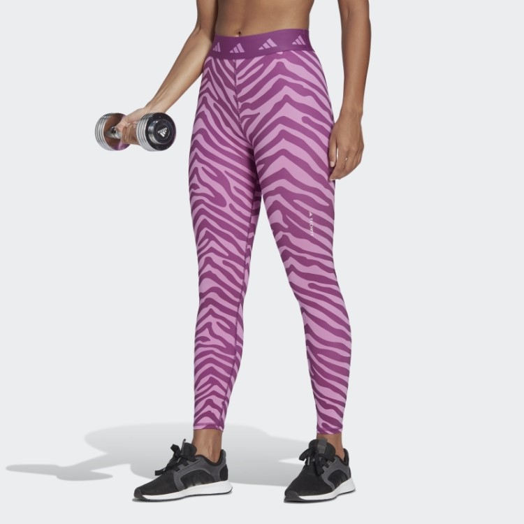 Legging Zebra 7/8 Cintura Alta Adidas Hyperglam Techfit Lilás