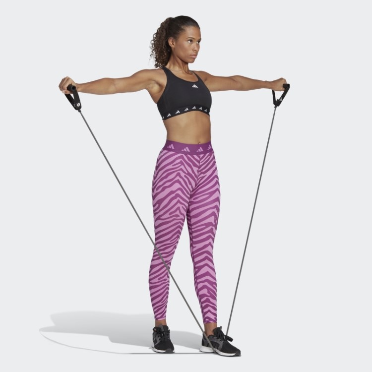 Legging Zebra 7/8 Cintura Alta Adidas Hyperglam Techfit Lilás