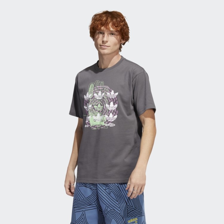 Camiseta Hypersport Multi Trefoil Cinza Adidas