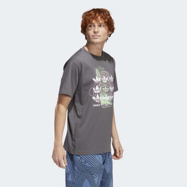 Camiseta Hypersport Multi Trefoil Cinza Adidas