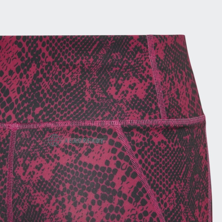 Meia-calça Adidas Aeroready Animal Print Optime 7/8 Fúcsia Com Cintura Alta