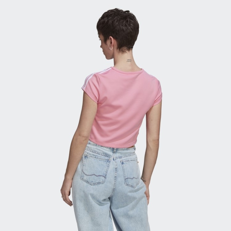 Camiseta Adicolor Classics Crop Com As Três Listras Rosa Adidas