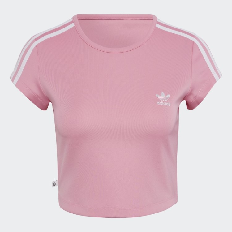 Camiseta Adicolor Classics Crop Com As Três Listras Rosa Adidas