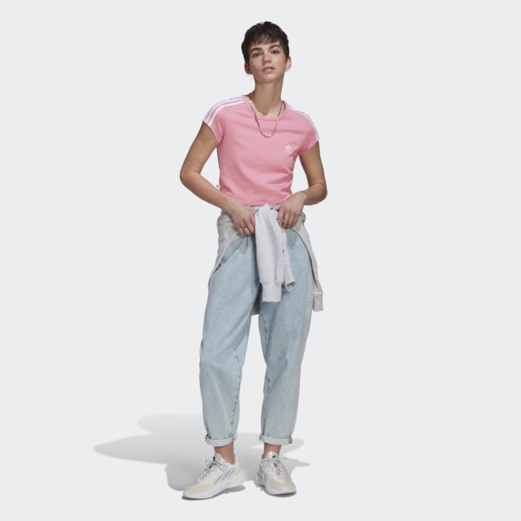 Camiseta Adicolor Classics Crop Com As Três Listras Rosa Adidas