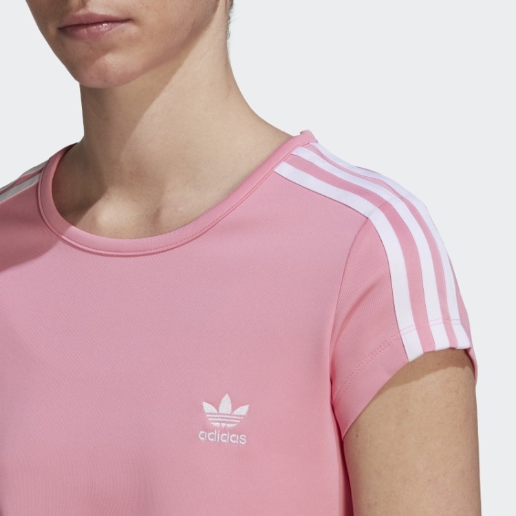 Camiseta Adicolor Classics Crop Com As Três Listras Rosa Adidas