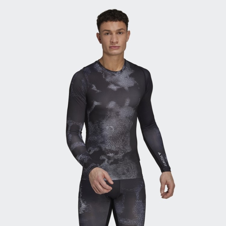 Techfit Allover Print Camiseta De Manga Longa Multicolorida Adidas