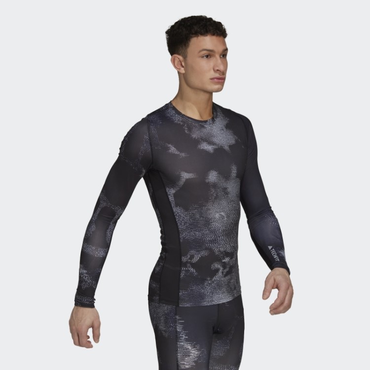 Techfit Allover Print Camiseta De Manga Longa Multicolorida Adidas