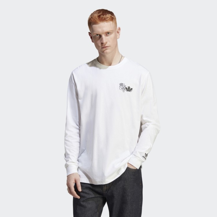 Adidas White Hack The Elite T-shirt De Manga Comprida Gráfico