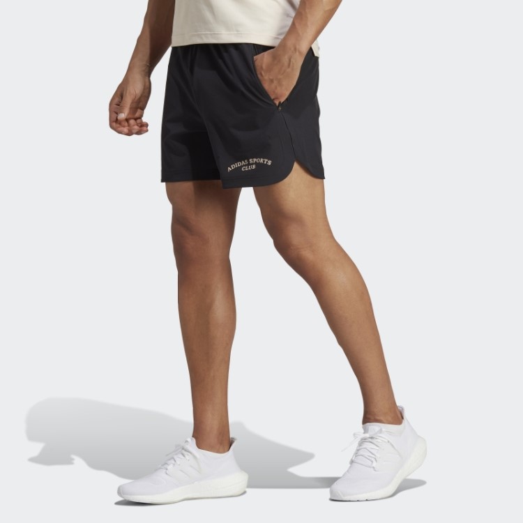 Bermuda Preta Adidas Sports Club Estampada