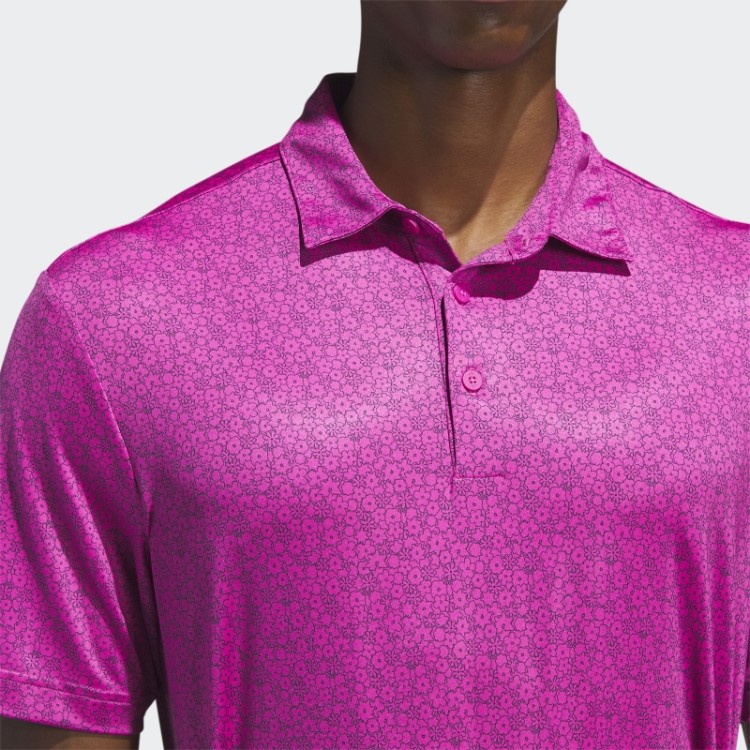 Camisa Polo De Golfe Fúcsia Com Estampa Allover Ultimate365 Adidas