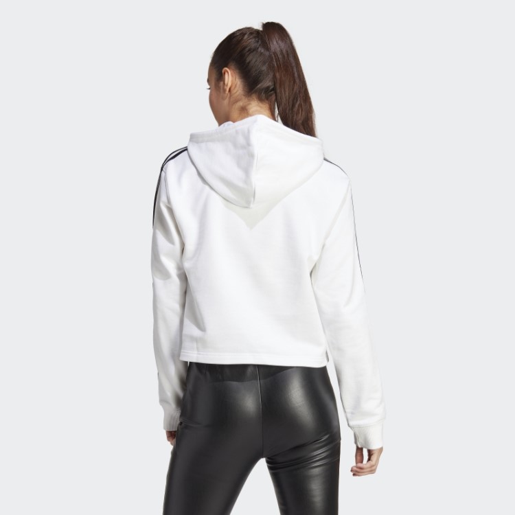 Adidas Essentials 3 Stripes French Terry Crop Hoodie Moda Branca