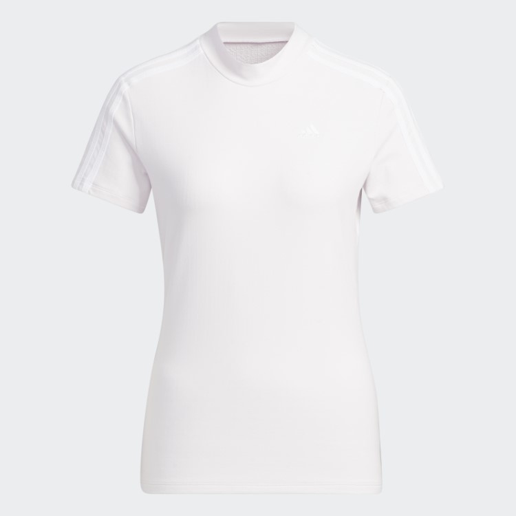 Camiseta Adidas Rosa Com 3 Listras E Gola Zombeteira