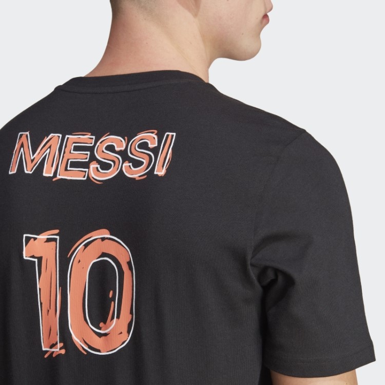 Camiseta Adidas Messi Soccer Icon Preta Com Estampa