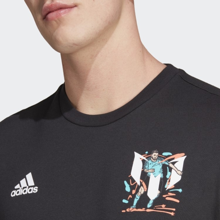 Camiseta Adidas Messi Soccer Icon Preta Com Estampa
