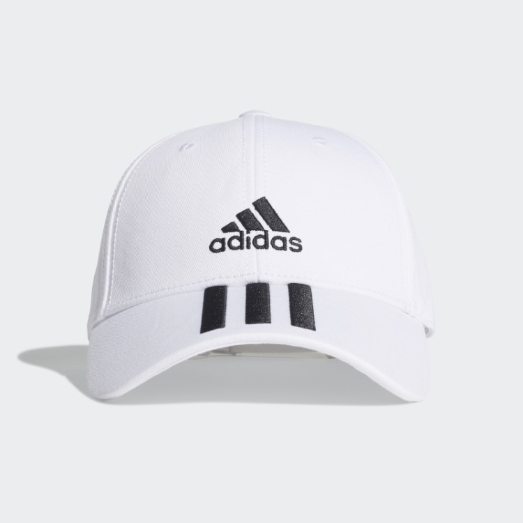 Boné De Sarja Com As 3 Listras Adidas Baseball Branco Estiloso