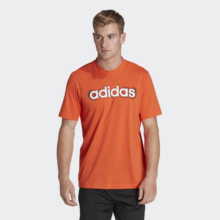 Camiseta De Treino Aeroready Com Estampa De Silicone E Logo Linear Adidas Laranja