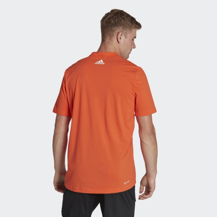 Camiseta De Treino Aeroready Com Estampa De Silicone E Logo Linear Adidas Laranja
