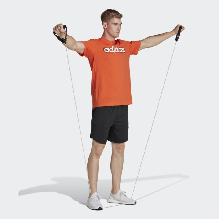 Camiseta De Treino Aeroready Com Estampa De Silicone E Logo Linear Adidas Laranja