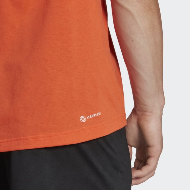 Camiseta De Treino Aeroready Com Estampa De Silicone E Logo Linear Adidas Laranja