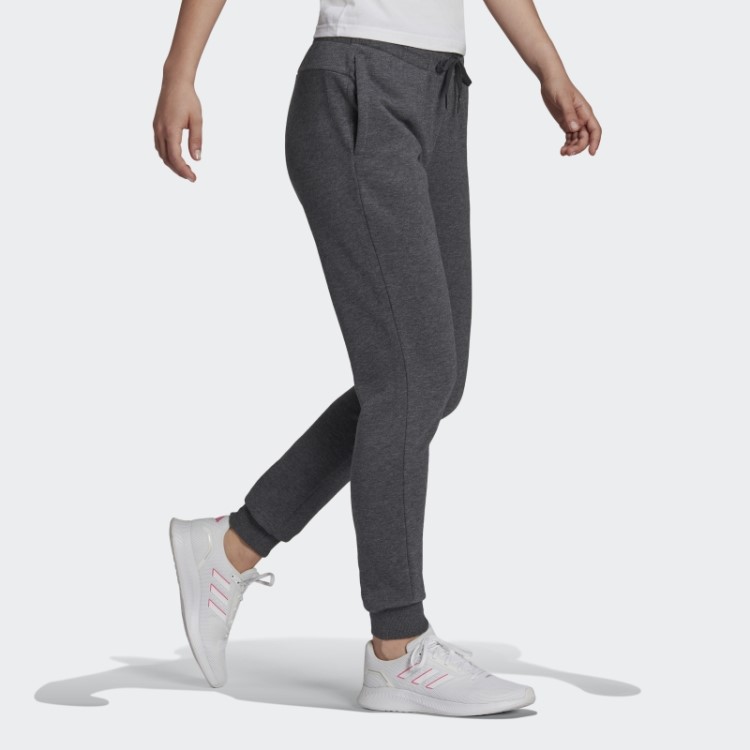 Calça Adidas Cinza Escuro Heather Essentials French Terry Com Logo