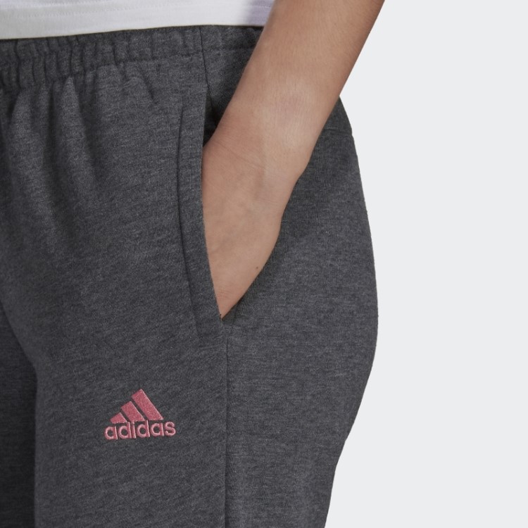 Calça Adidas Cinza Escuro Heather Essentials French Terry Com Logo