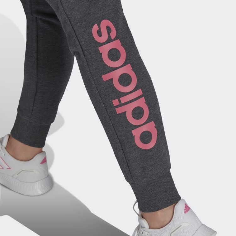 Calça Adidas Cinza Escuro Heather Essentials French Terry Com Logo
