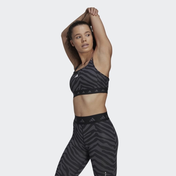 Sutiã Zebra Preto Adidas Hyperglam Techfit Suporte Médio