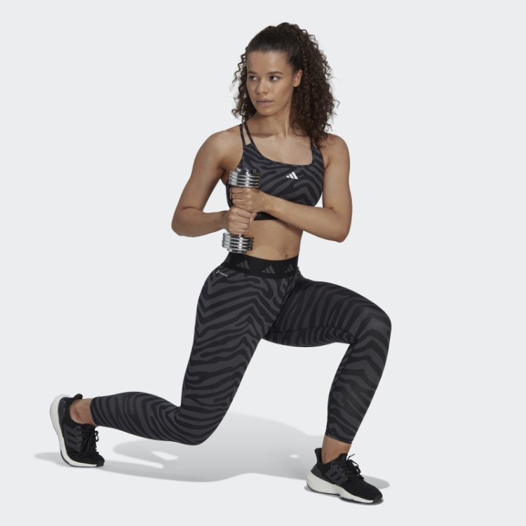 Sutiã Zebra Preto Adidas Hyperglam Techfit Suporte Médio