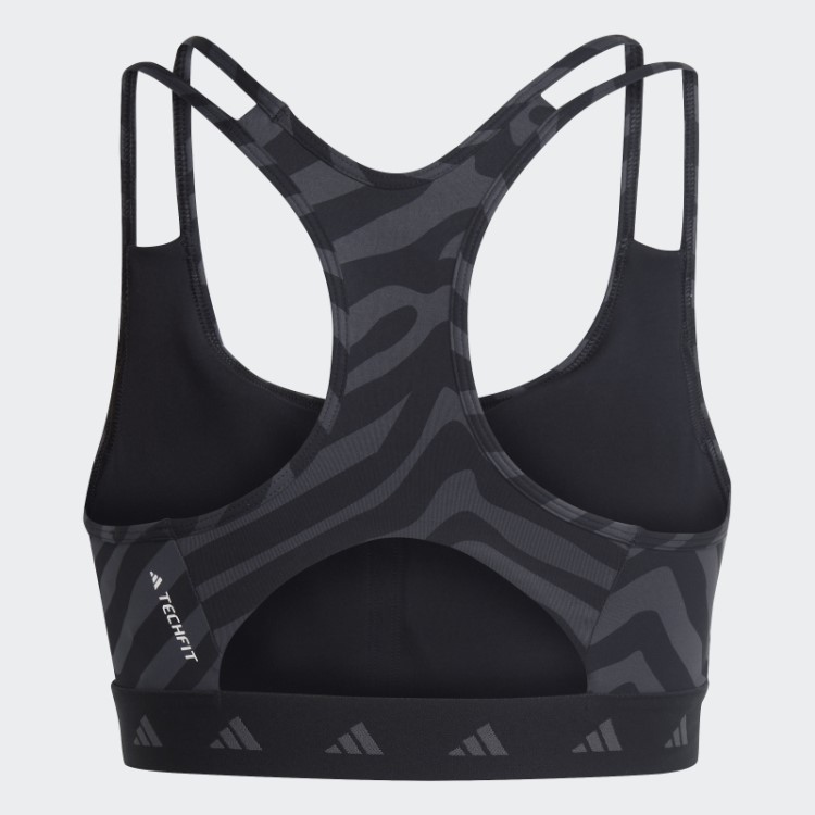 Sutiã Zebra Preto Adidas Hyperglam Techfit Suporte Médio