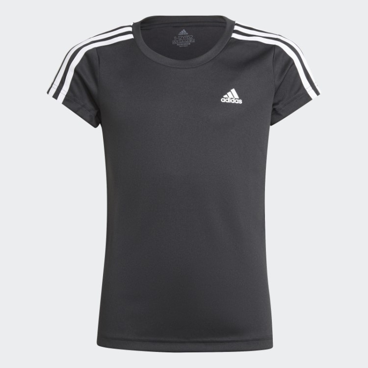 Camiseta Preta Com As Três Listras Adidas