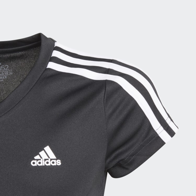 Camiseta Preta Com As Três Listras Adidas