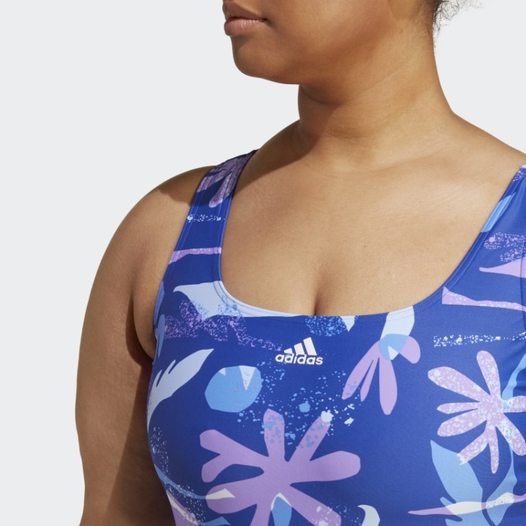 Maiô Floral 3 Listras (tamanho Grande) Azul Adidas