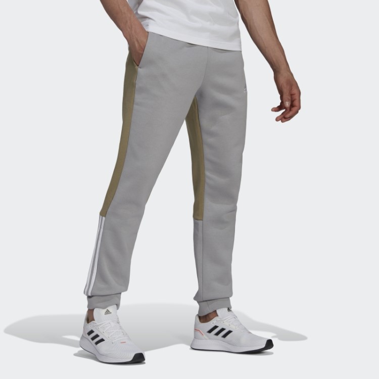 Calça De Lã Adidas Mgh Cinza Sólido Essencial Colorblock